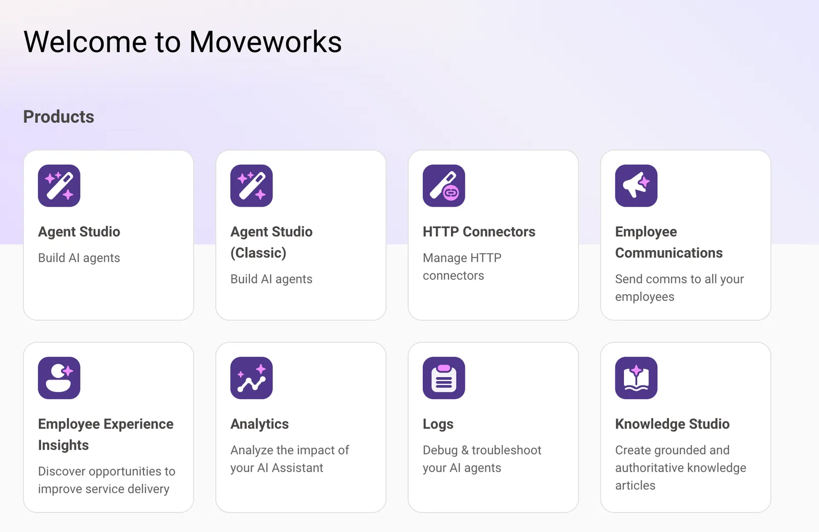 MyMoveworks homepage showing the Knowledge Studio product tile
