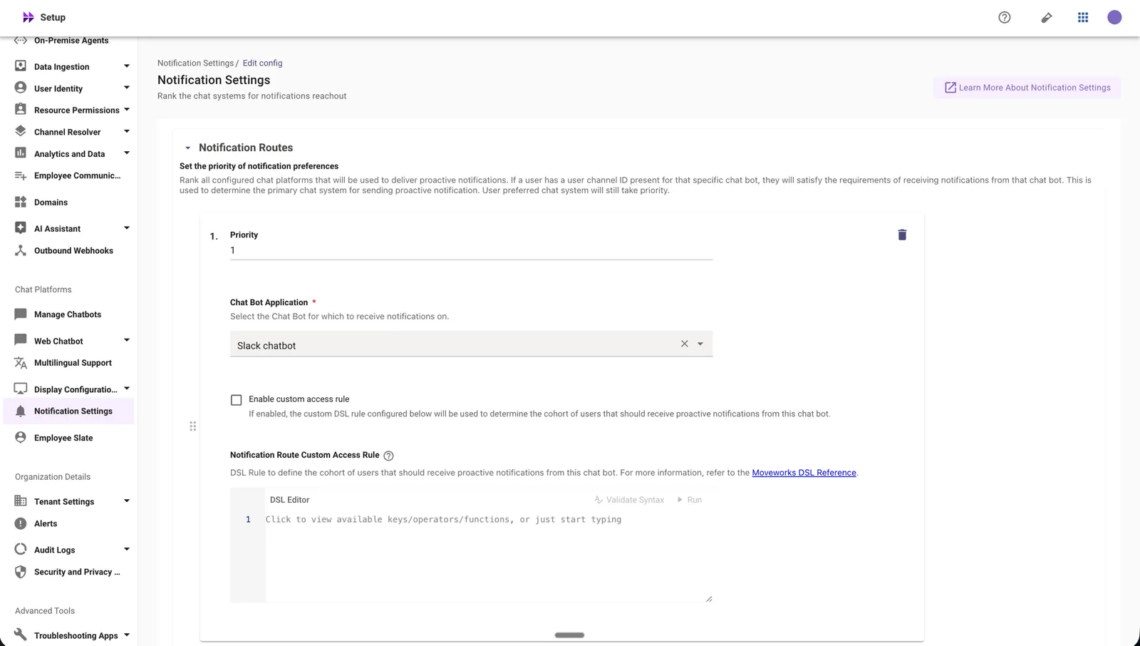 Notification Settings — Notification Routes