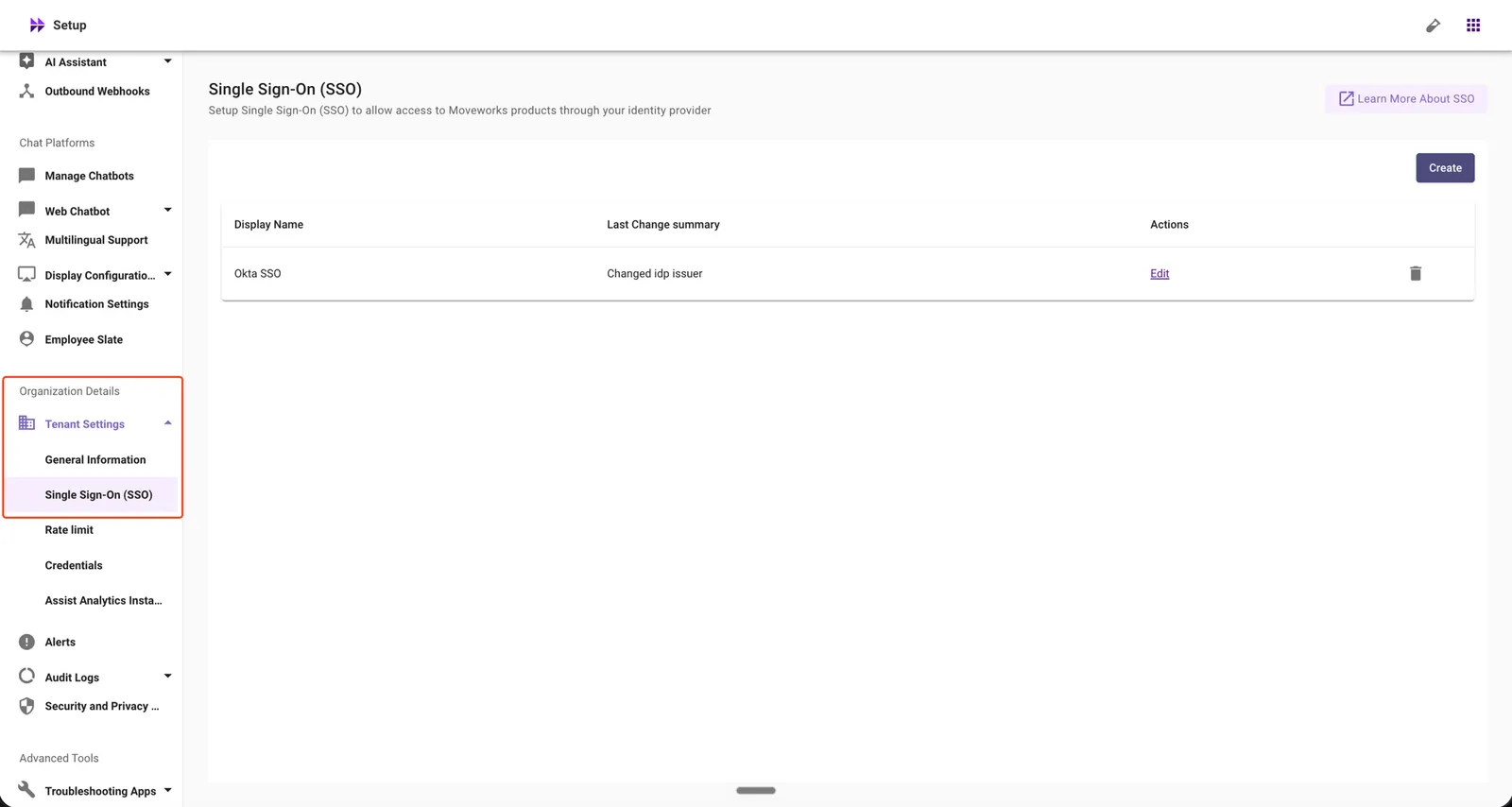 Navigate to Single Sign-On (SSO) under Tenant Settings