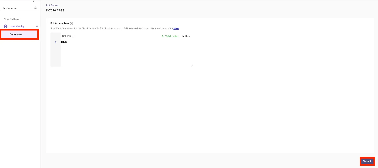 Bot Access page in Moveworks Setup with the Bot Access Rule set