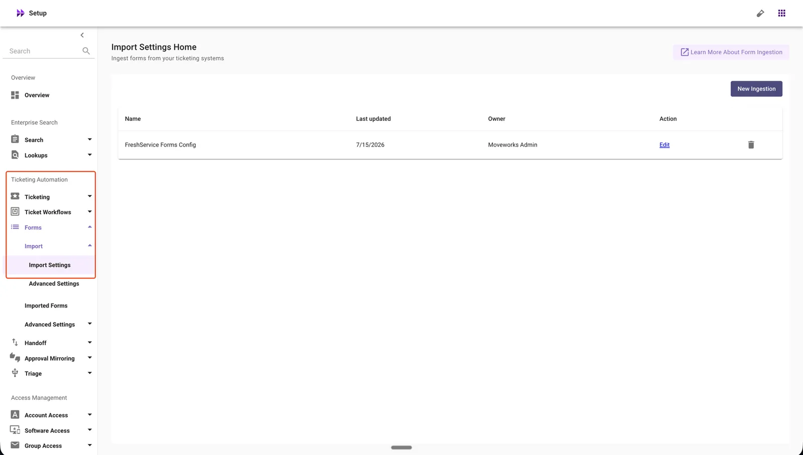 Navigate to Import Settings under Forms → Import