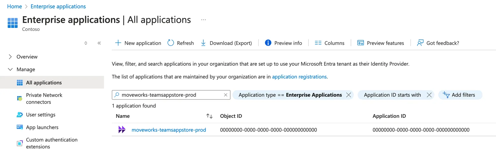 Enterprise Applications search for moveworks-teamsappstore-prod