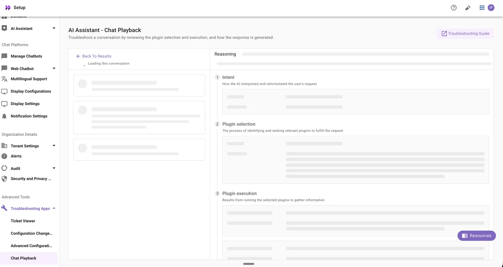 Chat Playback loading the conversation data