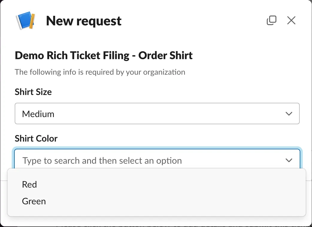 When Medium or Large is selected, the Medium/Large color options field appears