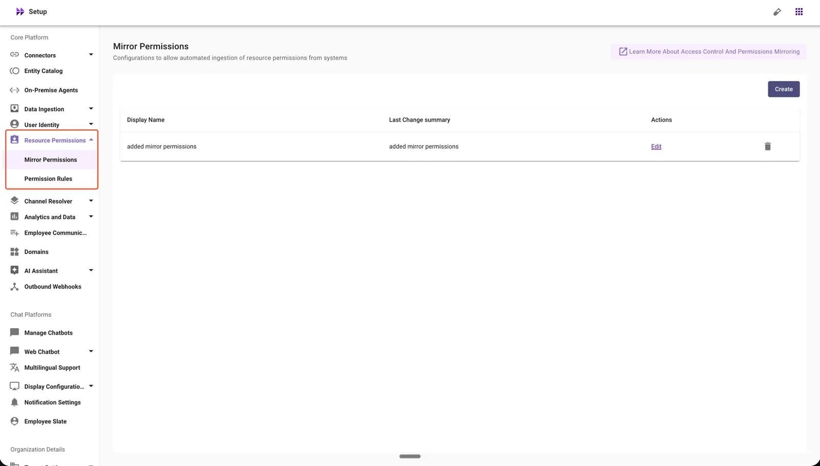 Navigate to Mirror Permissions under Resource Permissions
