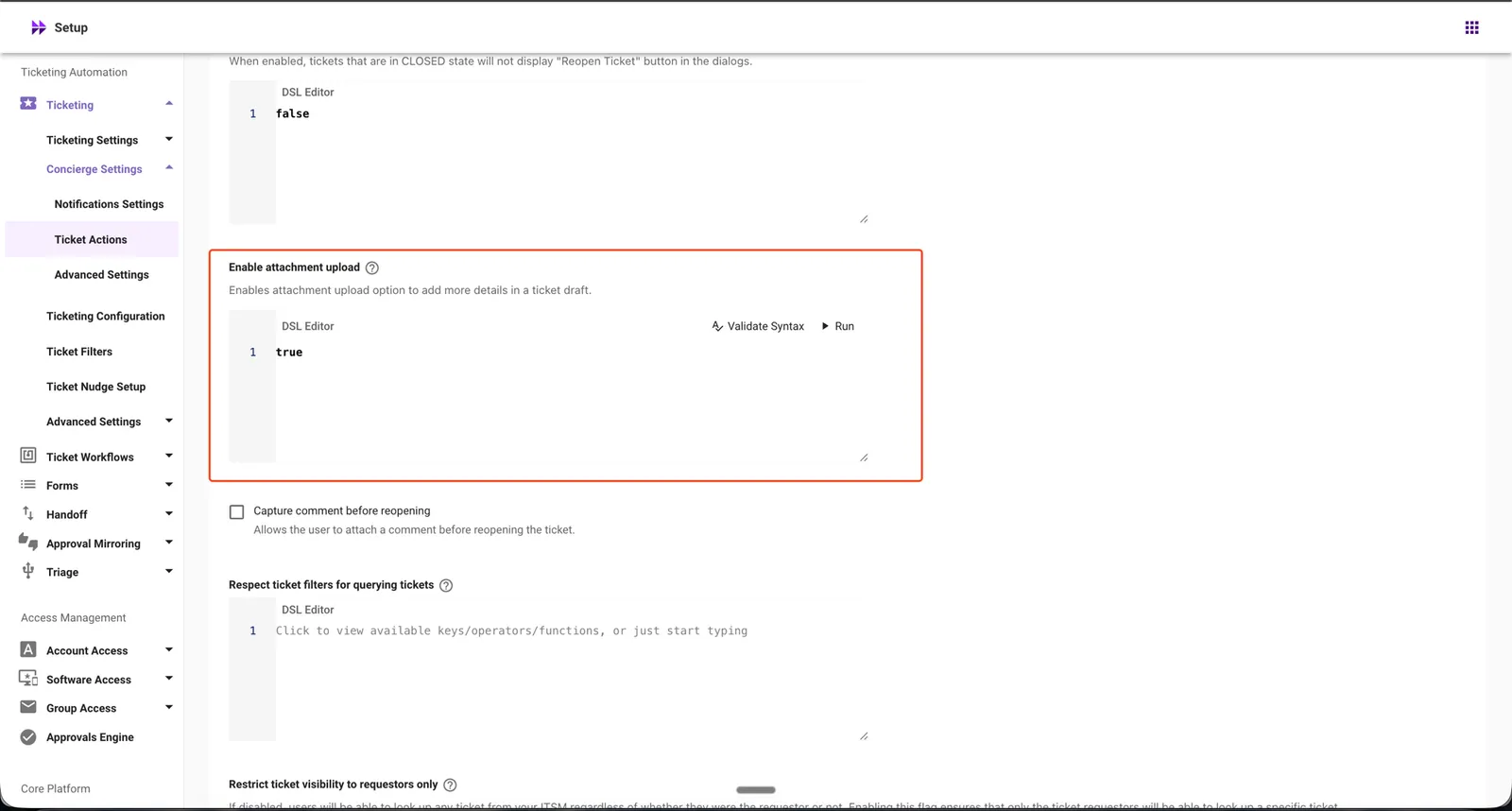 Enable attachment upload in Ticket Actions