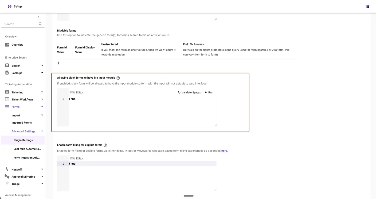 Allowing slack forms to have file input module in Plugin Settings